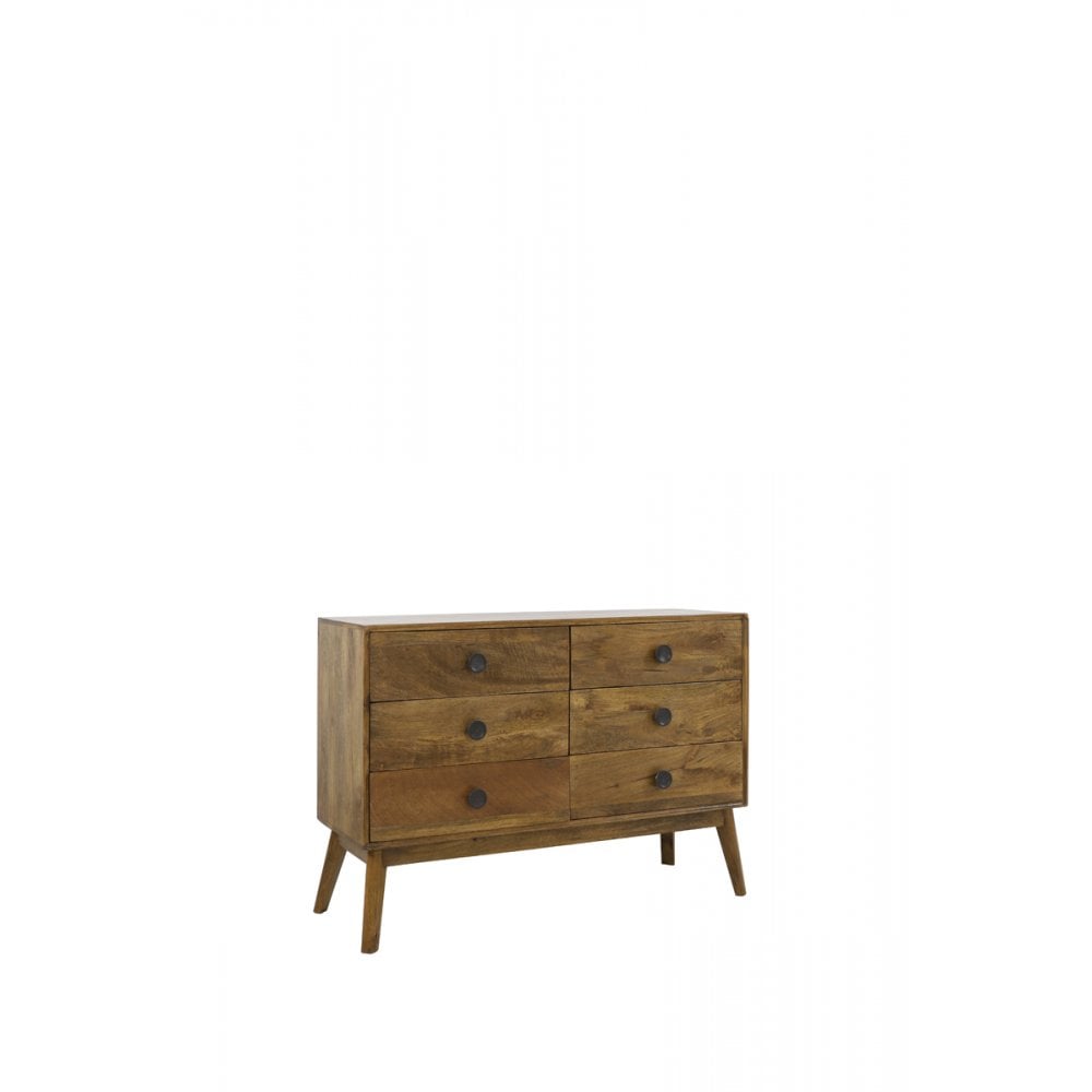 Espita Brown Oak Wooden Cabinet with Six Drawers - 114x40x80 cm
