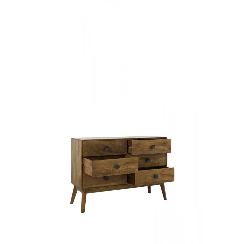 Espita Brown Oak Wooden Cabinet with Six Drawers - 114x40x80 cm