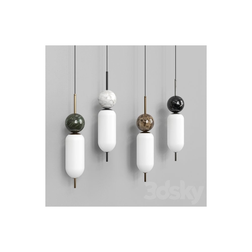 Anet Modern Pendant Lamp in Matt Black and Opal White