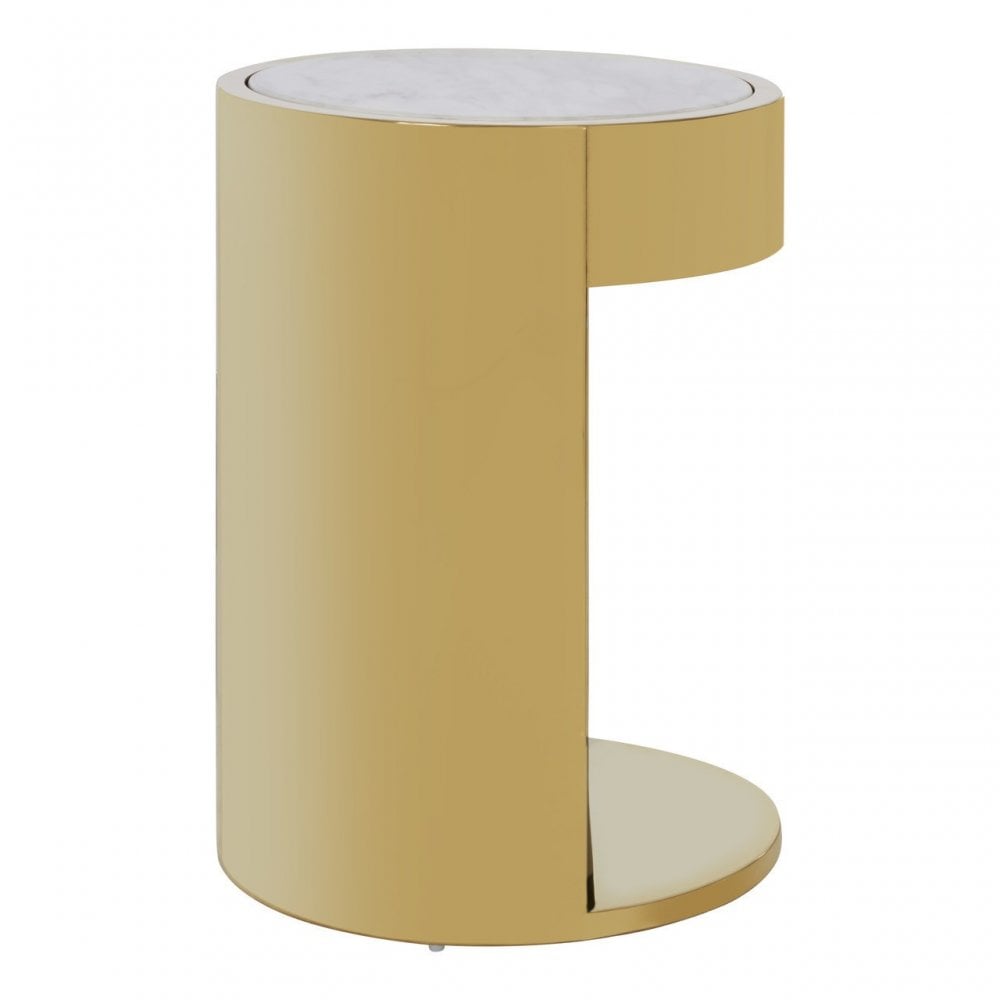 Carlos Round Side Table, Gold