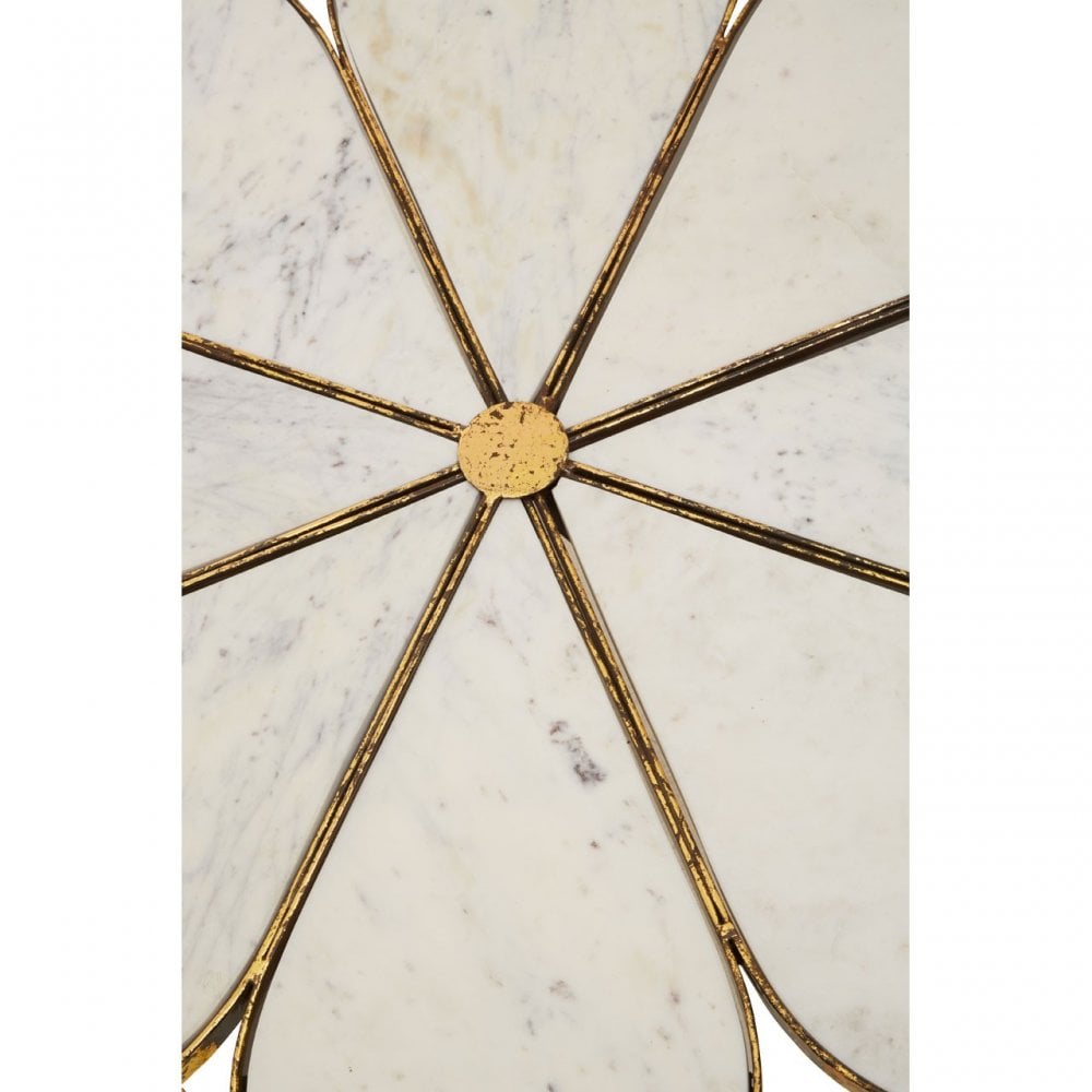 Rabia Petal Coffee Table With Marble Top, White