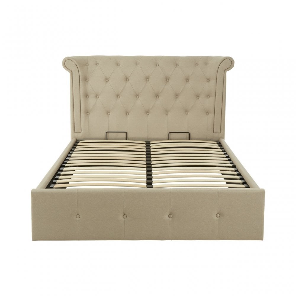 Edison Beige Double Ottoman Bed, Beige