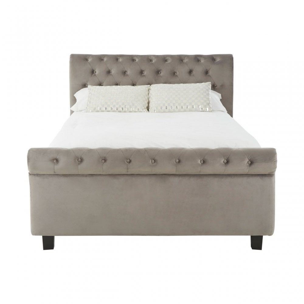 Orlando Steel Shade Kingsize Ottoman Bed, Grey