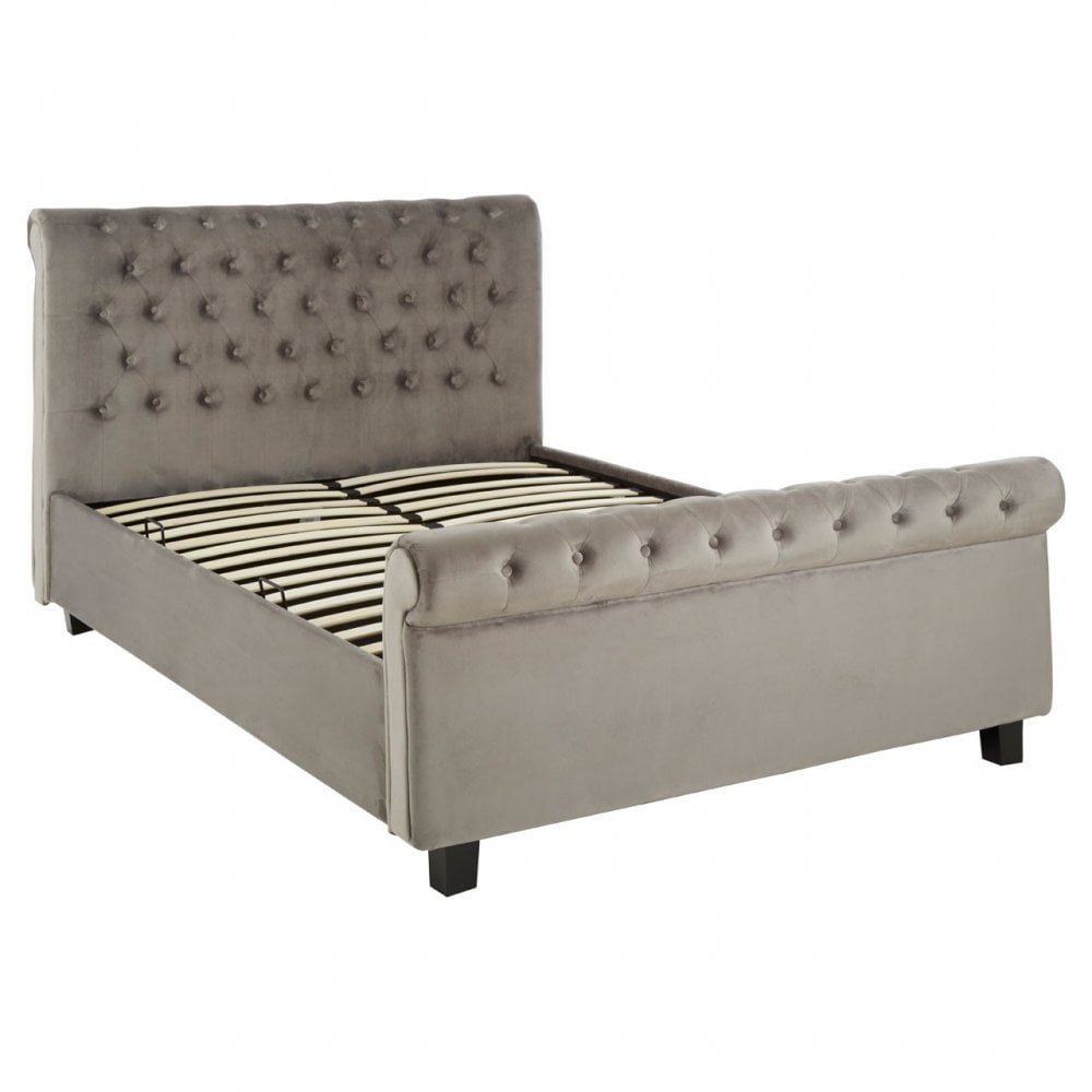 Orlando Steel Shade Kingsize Ottoman Bed, Grey