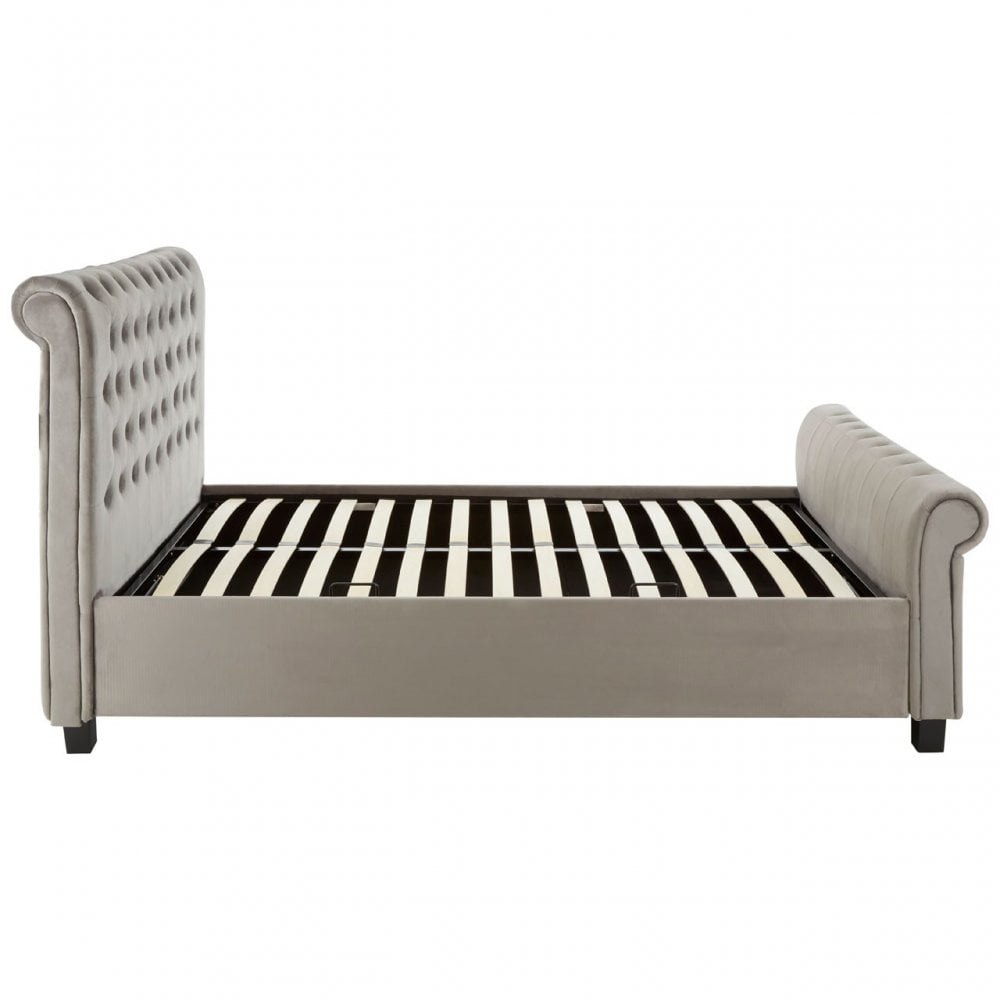 Orlando Steel Shade Kingsize Ottoman Bed, Grey