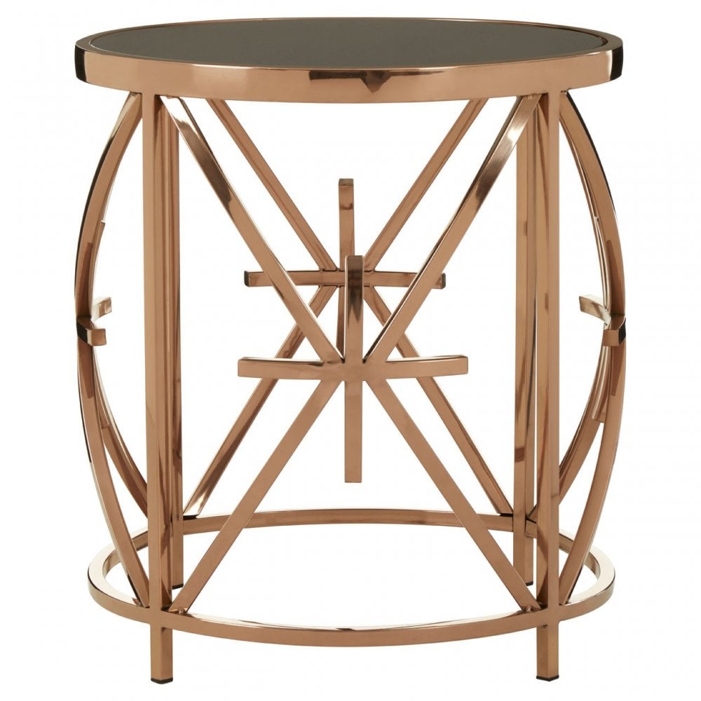 Tula Round Star Base Side Table, Rose Gold
