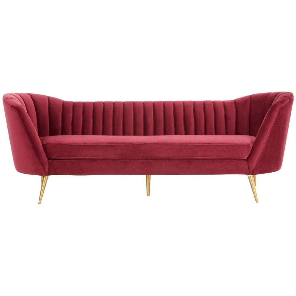 Binky 3 Seat Wine Velvet Sofa, Pink