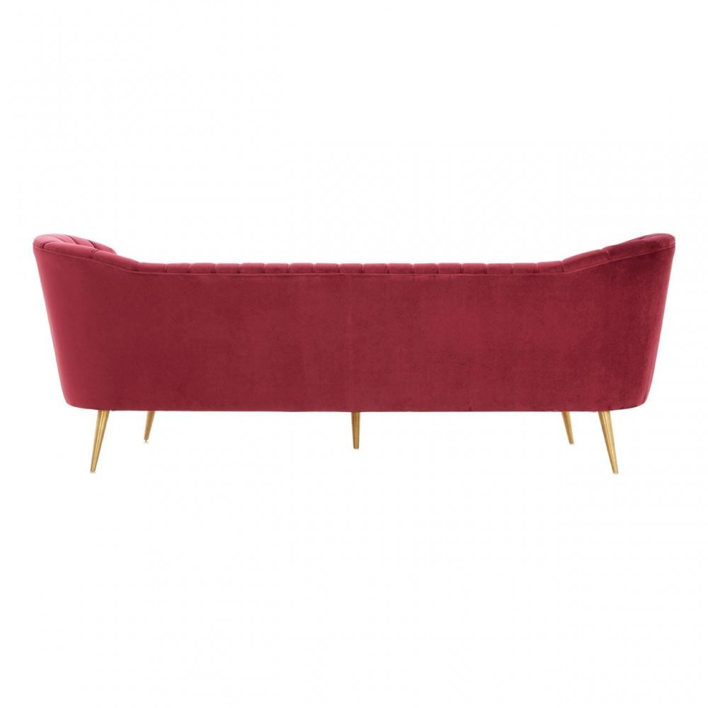 Binky 3 Seat Wine Velvet Sofa, Pink