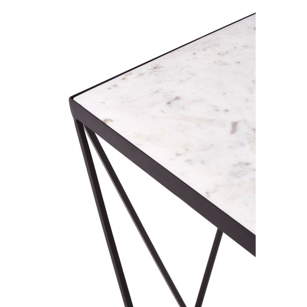 Shalimar Square Black Finish Base Side Table, Black