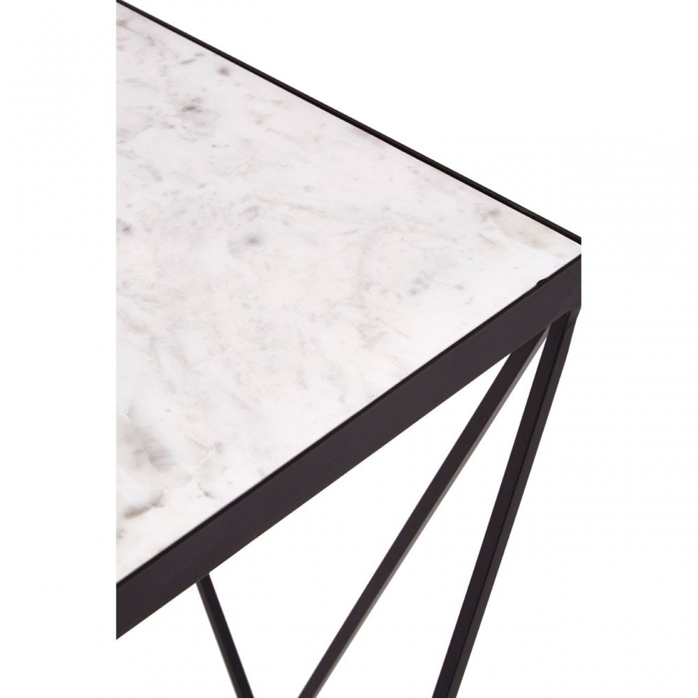 Shalimar Square Black Finish Base Side Table, Black