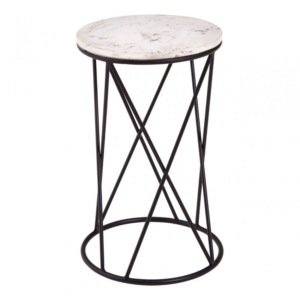 Shalimar Cross Design Round Side Table, Black
