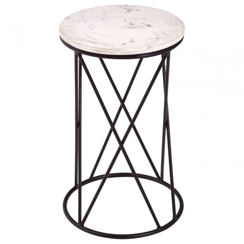 Shalimar Cross Design Round Side Table, Black