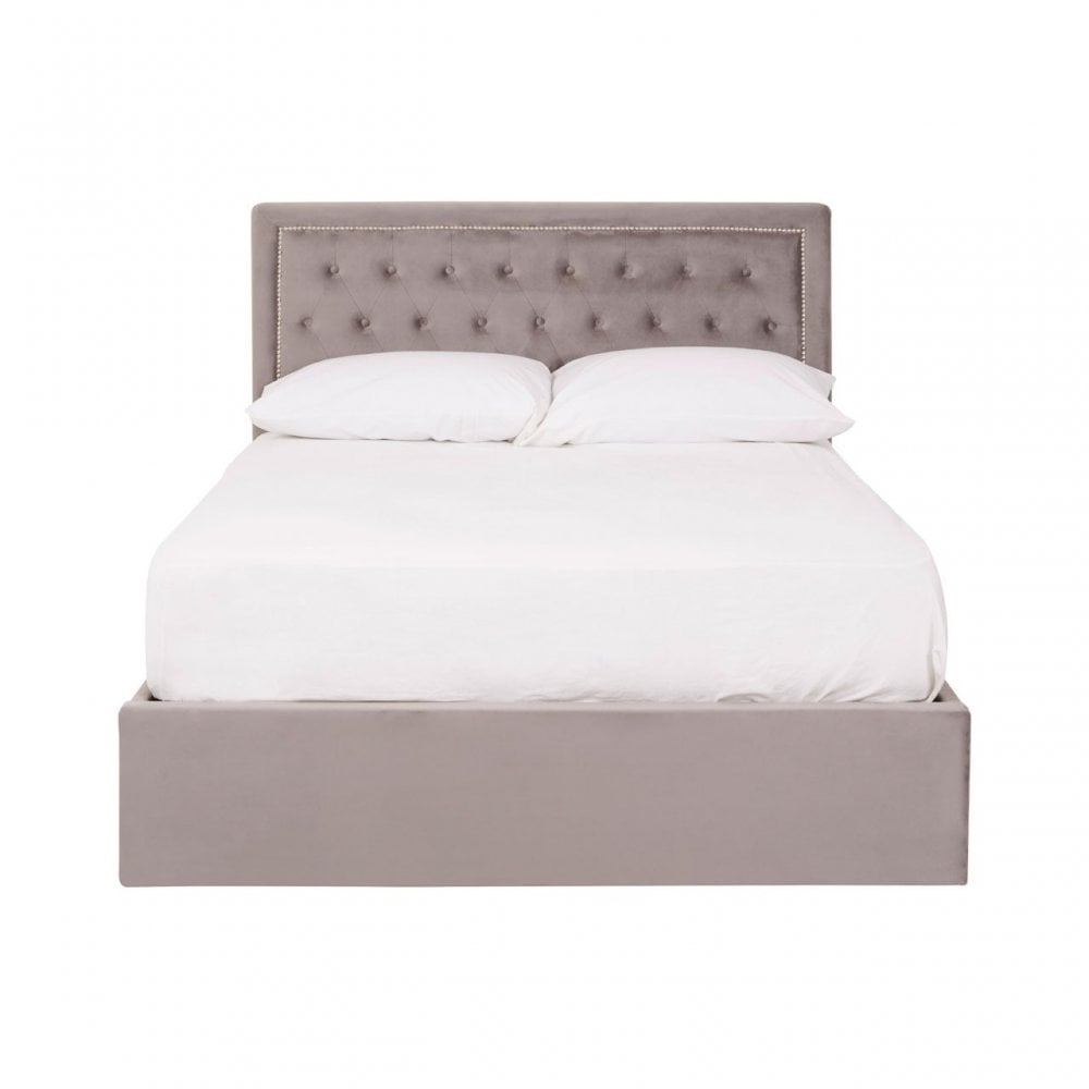 Hannah Brushed Steel Velet Double Bed, Grey