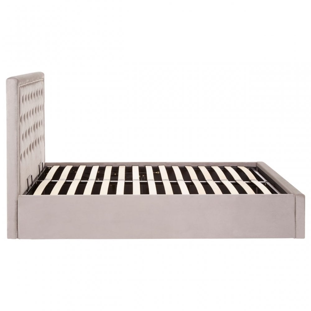 Hannah Brushed Steel Velet Double Bed, Grey