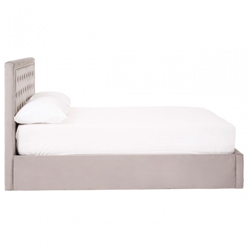 Hannah Brushed Steel Velet Double Bed, Grey