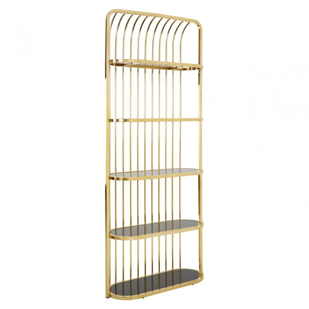 Horizon Gold Finish Cage Design Bookshelf, Gold