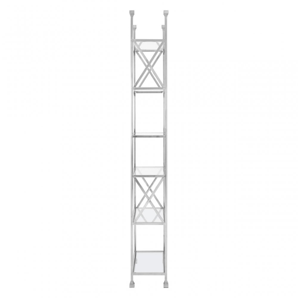Horizon Silver Cross Design Bookshelf, Silver