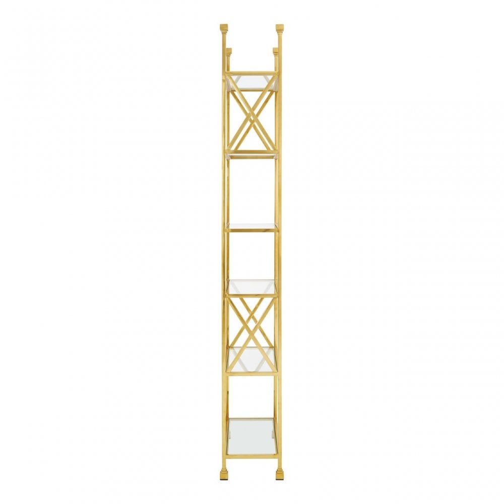 Horizon Gold Finish Cross Design Bookshelf, Gold