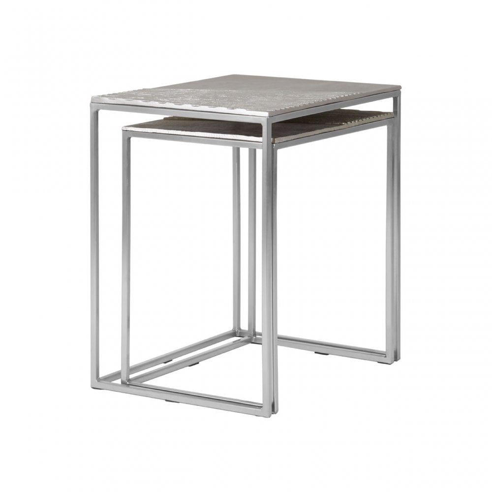 Templar Set Of 2 Rectangular Side Tables, Silver