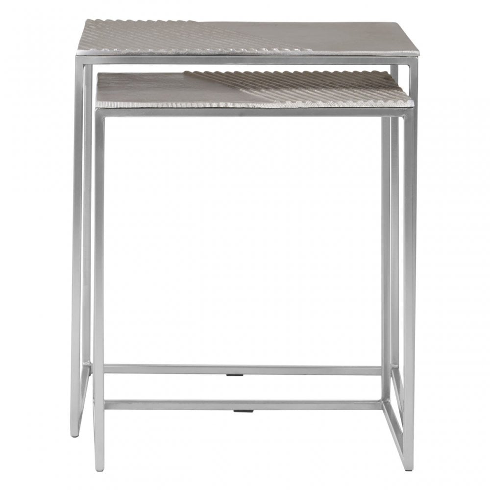 Templar Set Of 2 Rectangular Side Tables, Silver