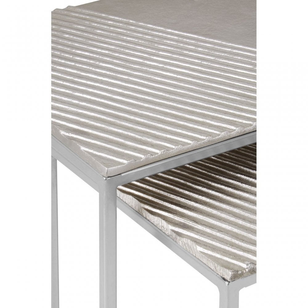 Templar Set Of 2 Rectangular Side Tables, Silver