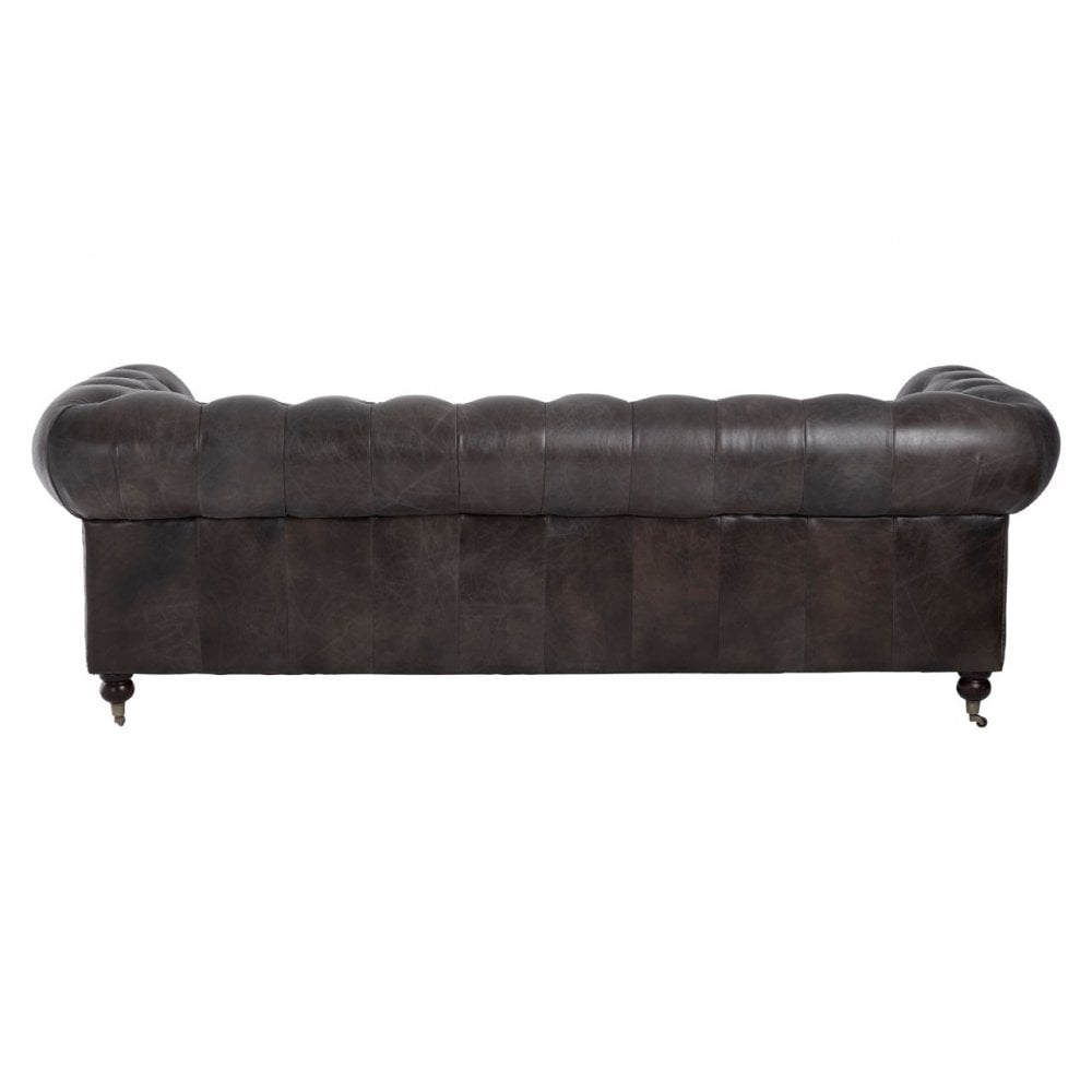 Victor Dark Grey Leather Chesterfield Sofa, Grey