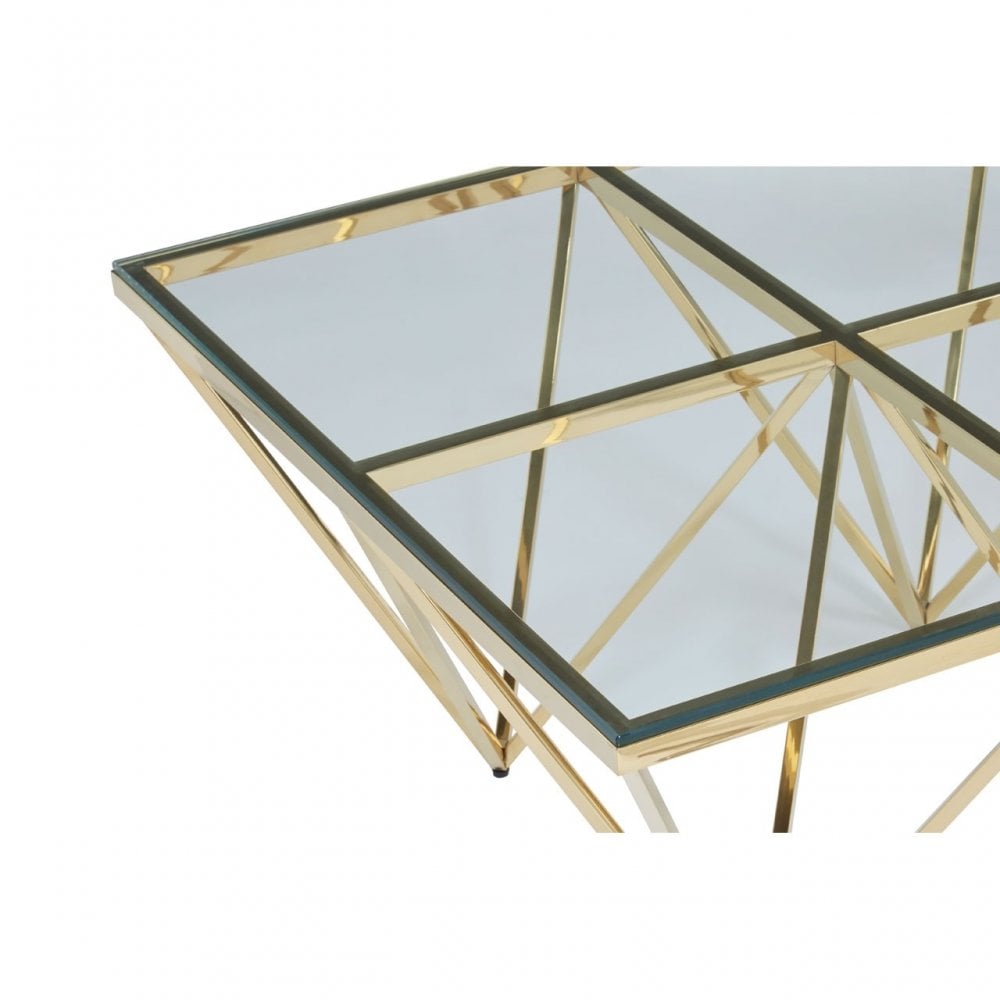 Allure Gold Finish Spike Coffee Table, Gold