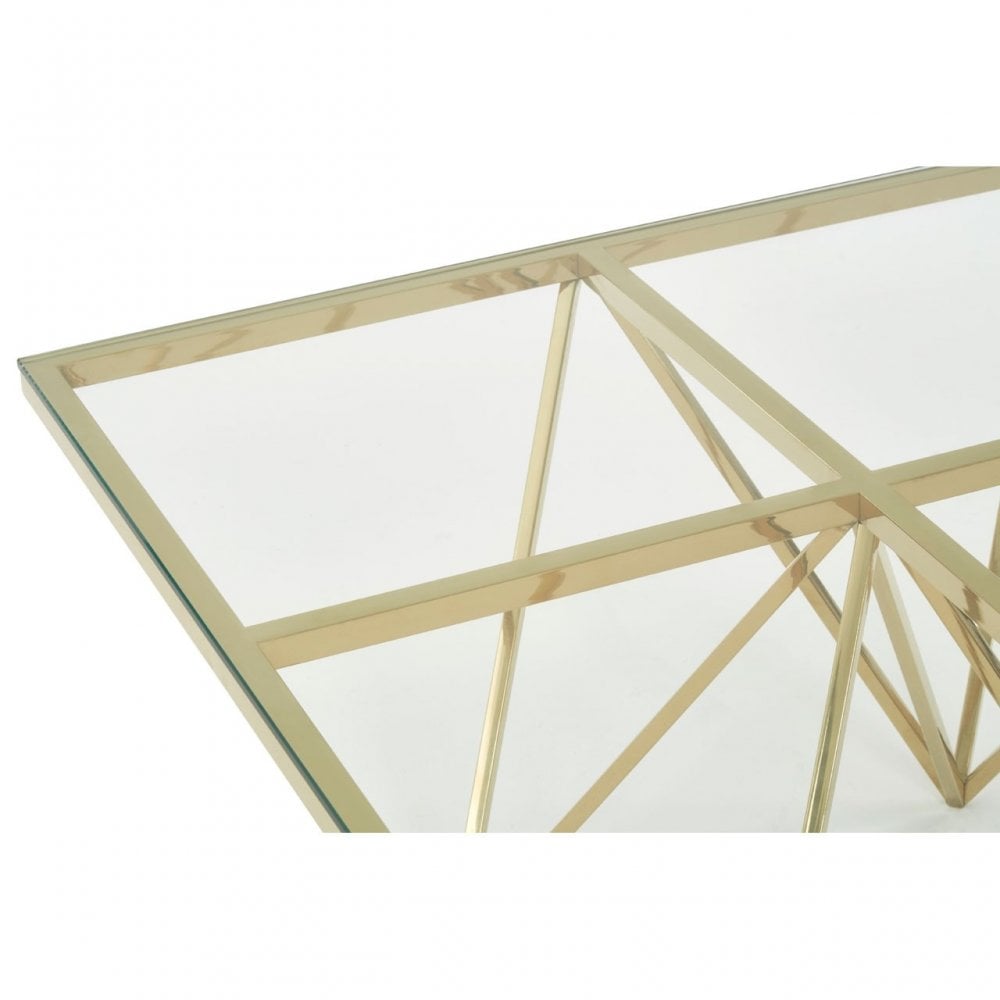 Allure Gold Finish Spike Coffee Table, Gold