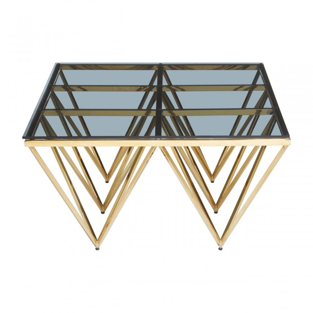 Allure Gold Spike Triangles Coffee Table, Gold
