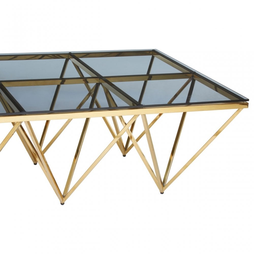 Allure Gold Spike Triangles Coffee Table, Gold