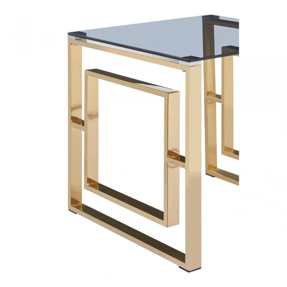 Allure Gold Finish Square Legs End Table, Gold