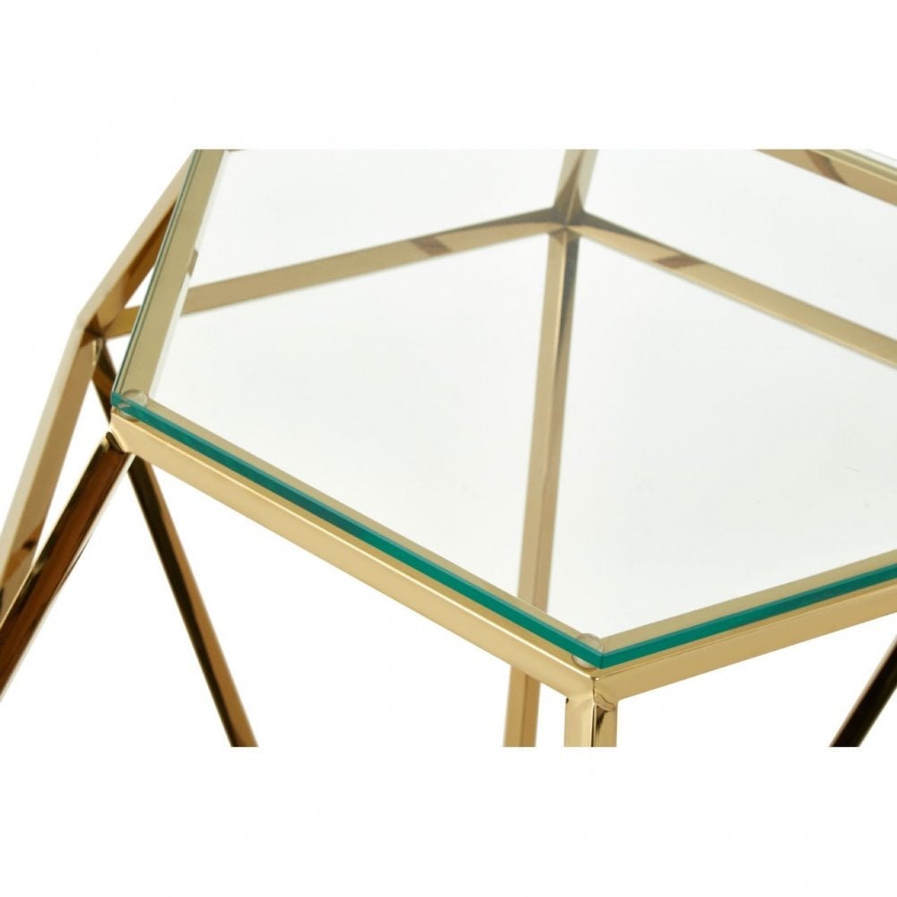 Allure Small Gold Finish Diamond End Table, Gold