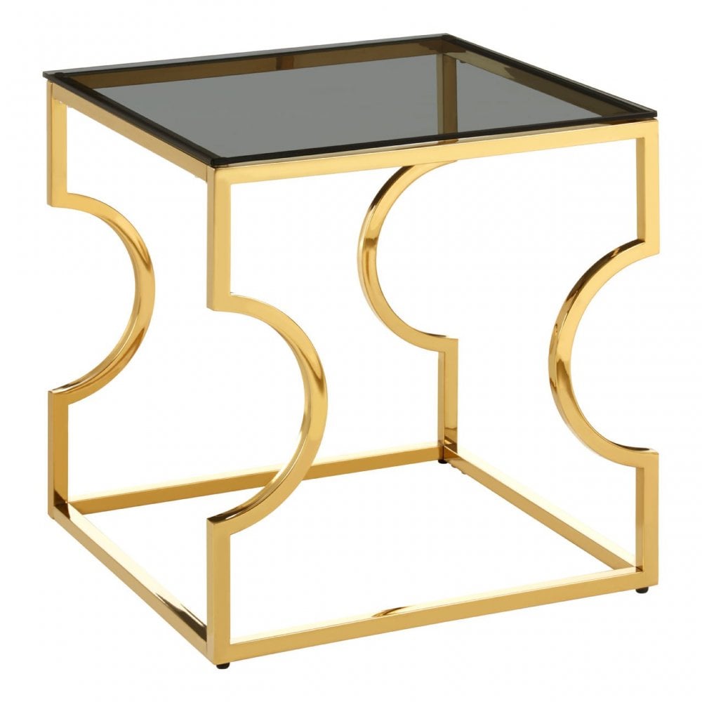 Allure Curved Frame End Table, Gold