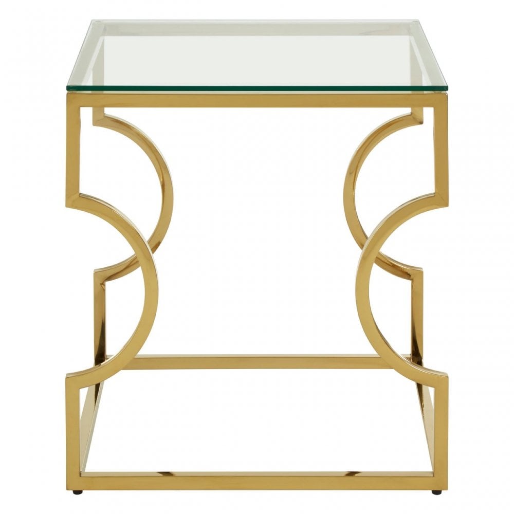 Allure Curved Frame End Table, Gold