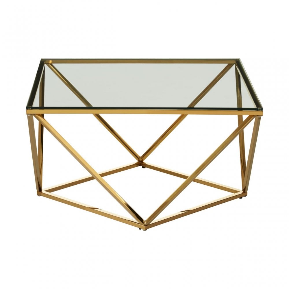 Allure Gold Finish Twist End Table, Gold