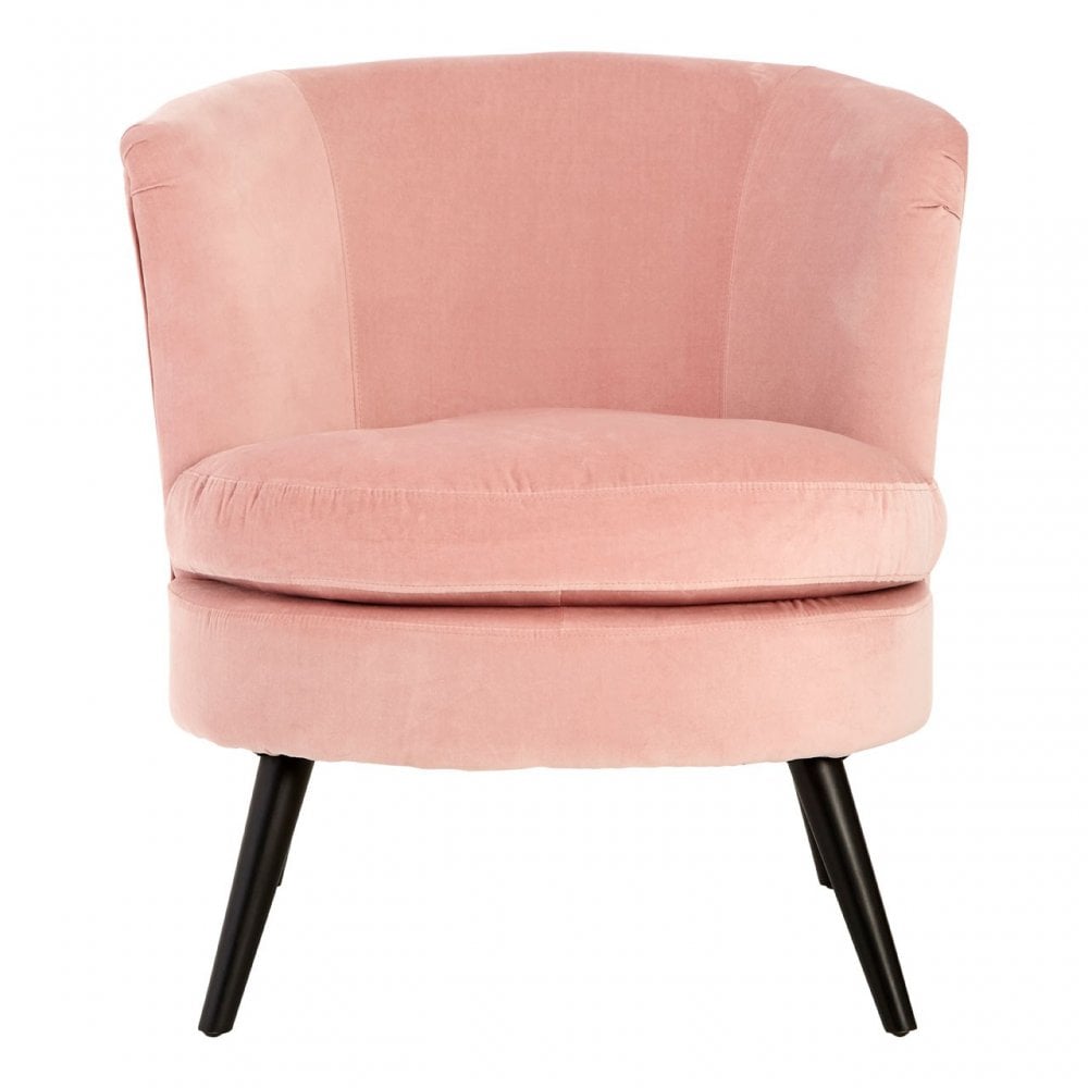 Round Light Pink Plush Velvet Armchair, Light Pink