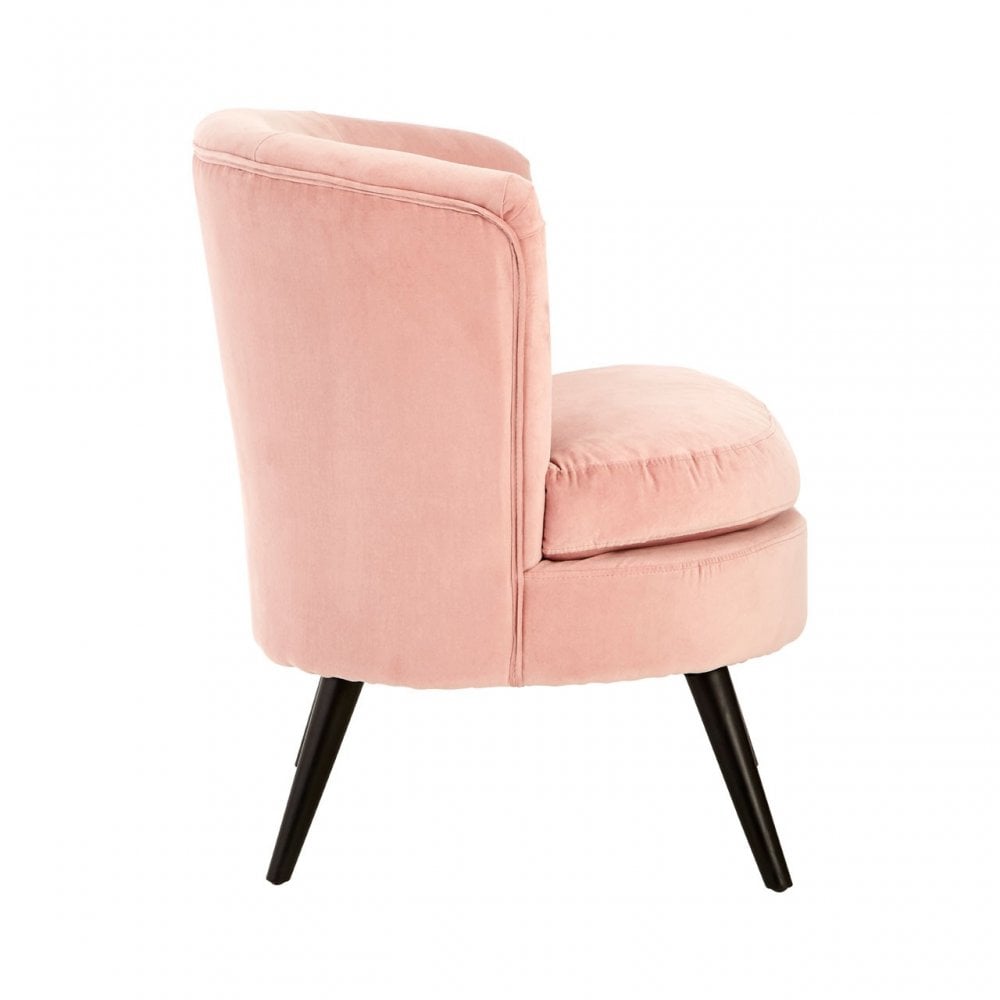 Round Light Pink Plush Velvet Armchair, Light Pink