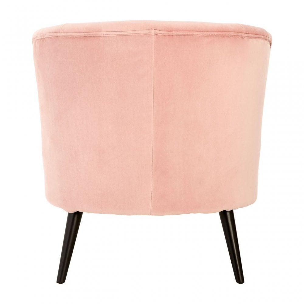 Round Light Pink Plush Velvet Armchair, Light Pink
