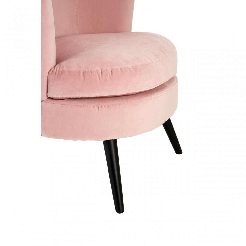 Round Light Pink Plush Velvet Armchair, Light Pink