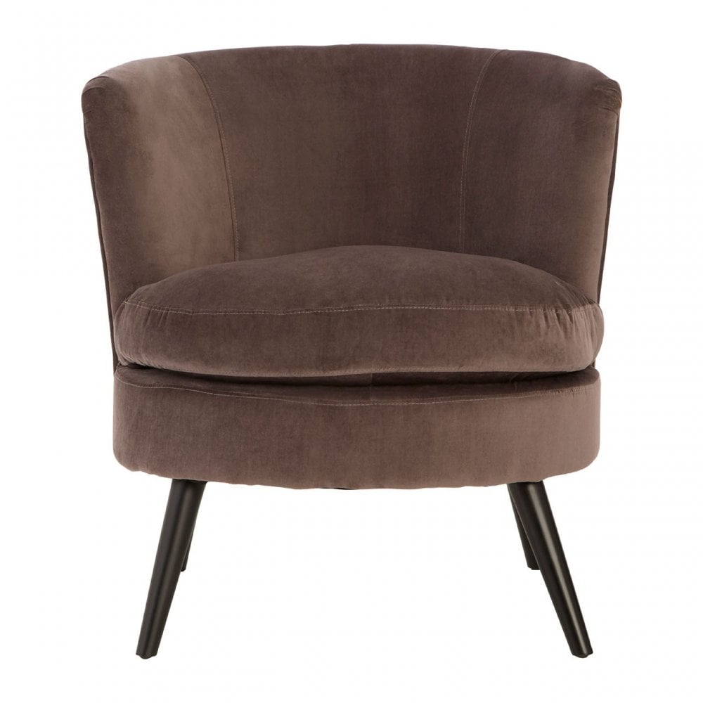 Round Grey Plush Velvet Armchair, Grey