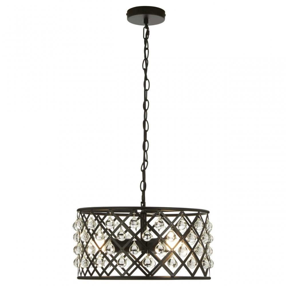 Albir 3 Bulb Cross Design Pendant Lamp, Black