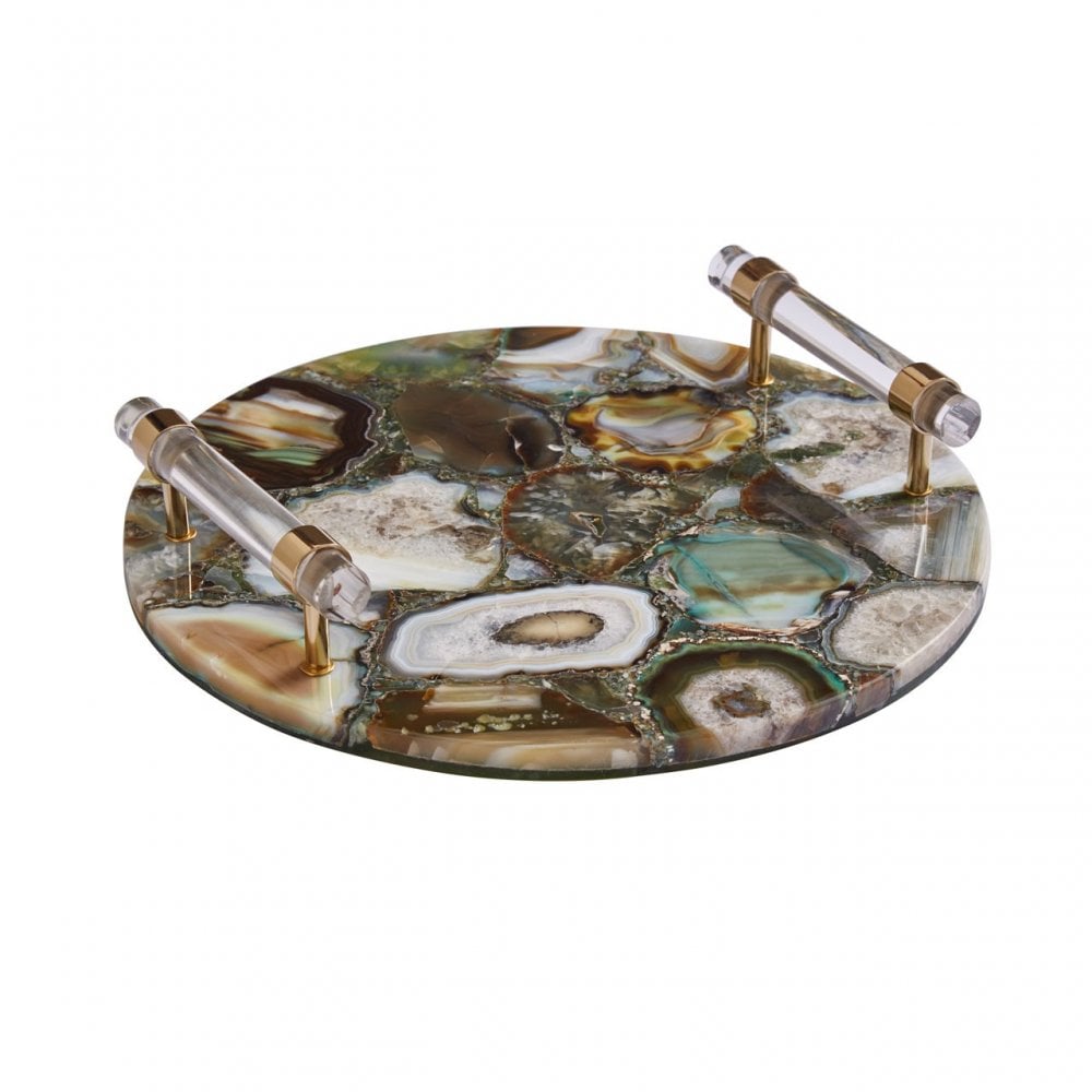 Bowerbird Green & Gold Agate Tray