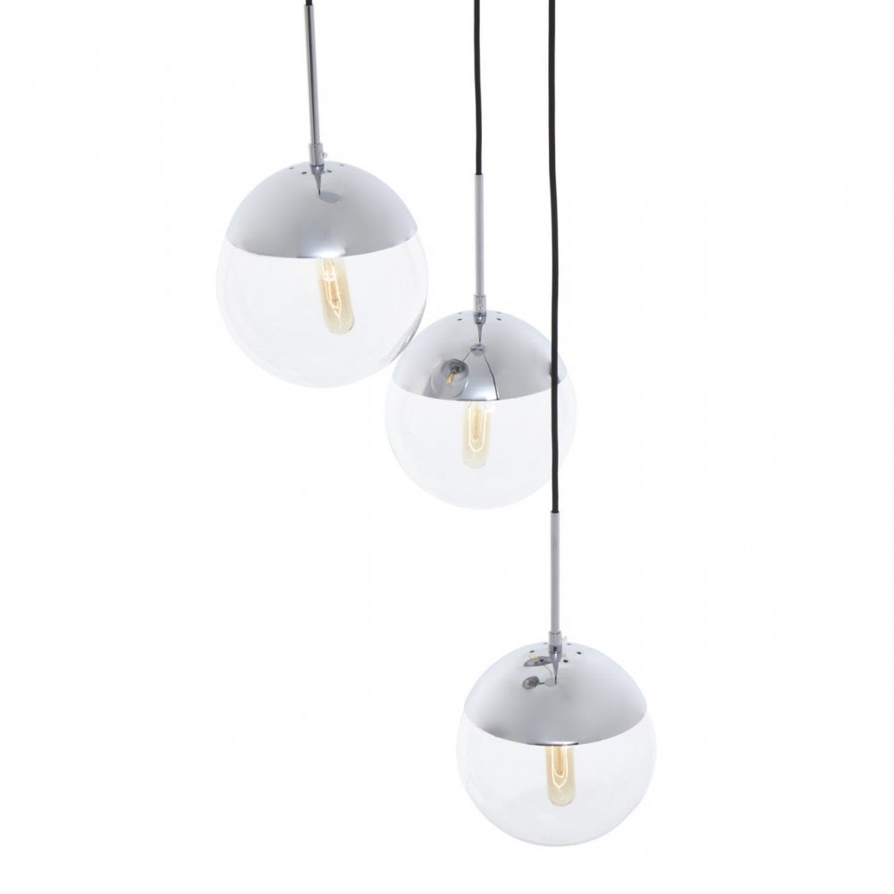Revive Chrome Finish 3 Pendant Light, Silver