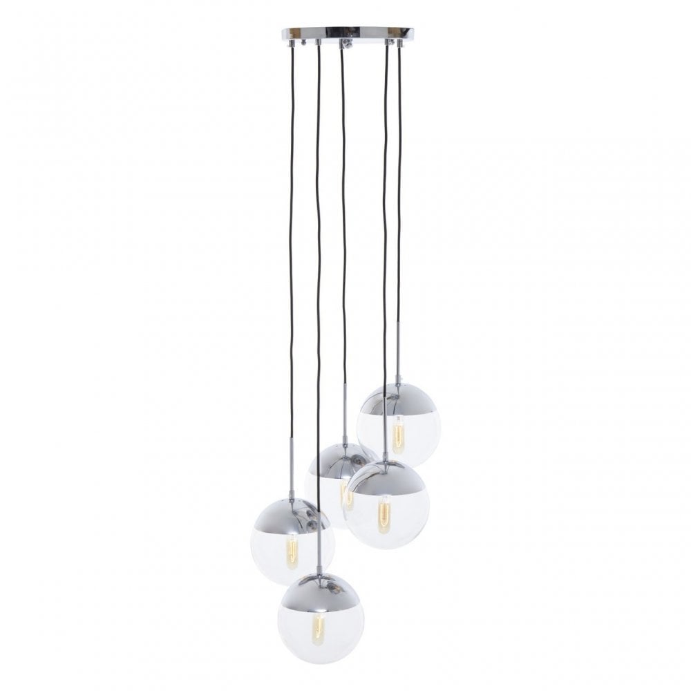 Revive Chrome Finish Five Pendant Lights