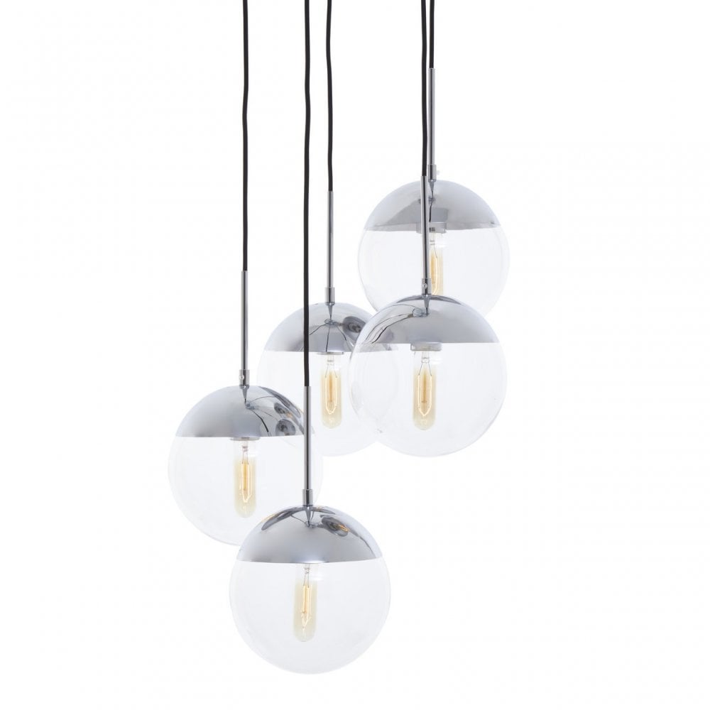 Revive Chrome Finish Five Pendant Lights