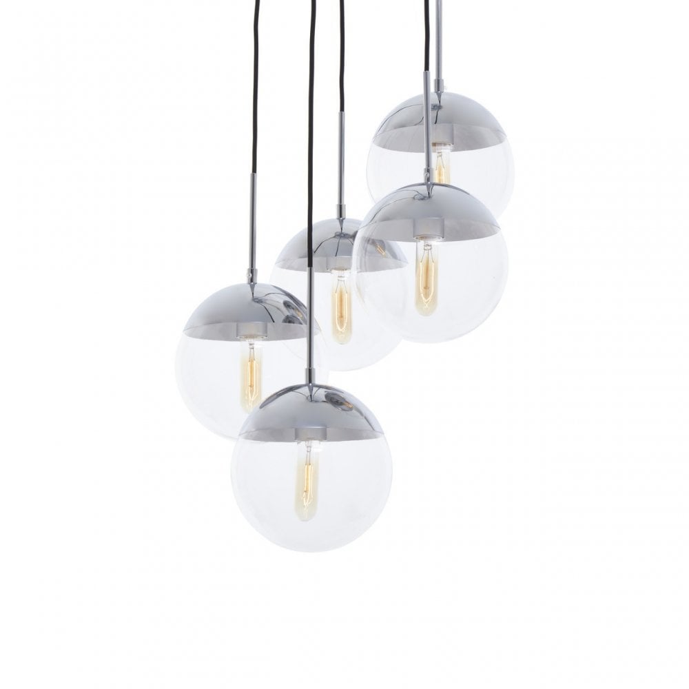 Revive Chrome Finish Five Pendant Lights