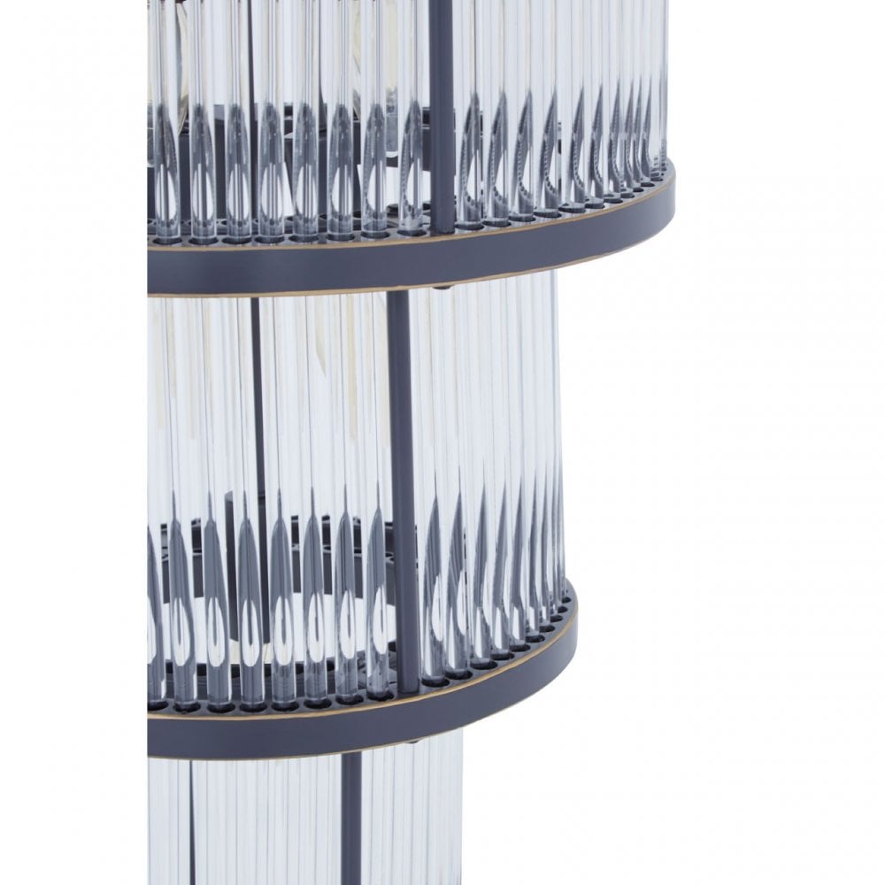 Salasco 3 Tier Black Finish Glass Chandelier, Black