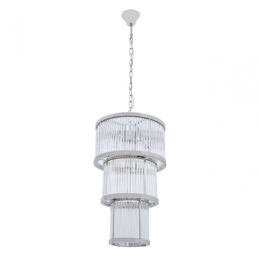Salasco 3 Tier Nickel Finish Chandelier 38Cm, Silver