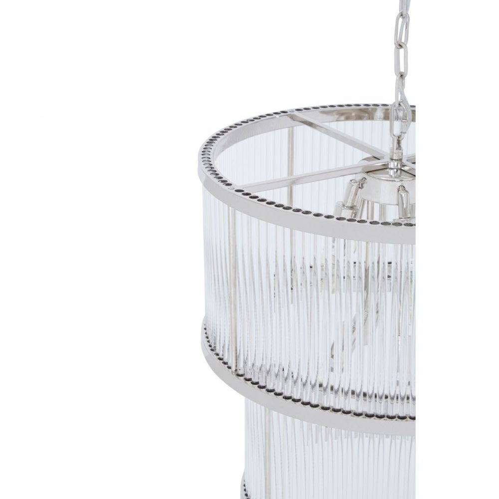 Salasco 2 Tier Nickel Finish Glass Chandelier, Silver