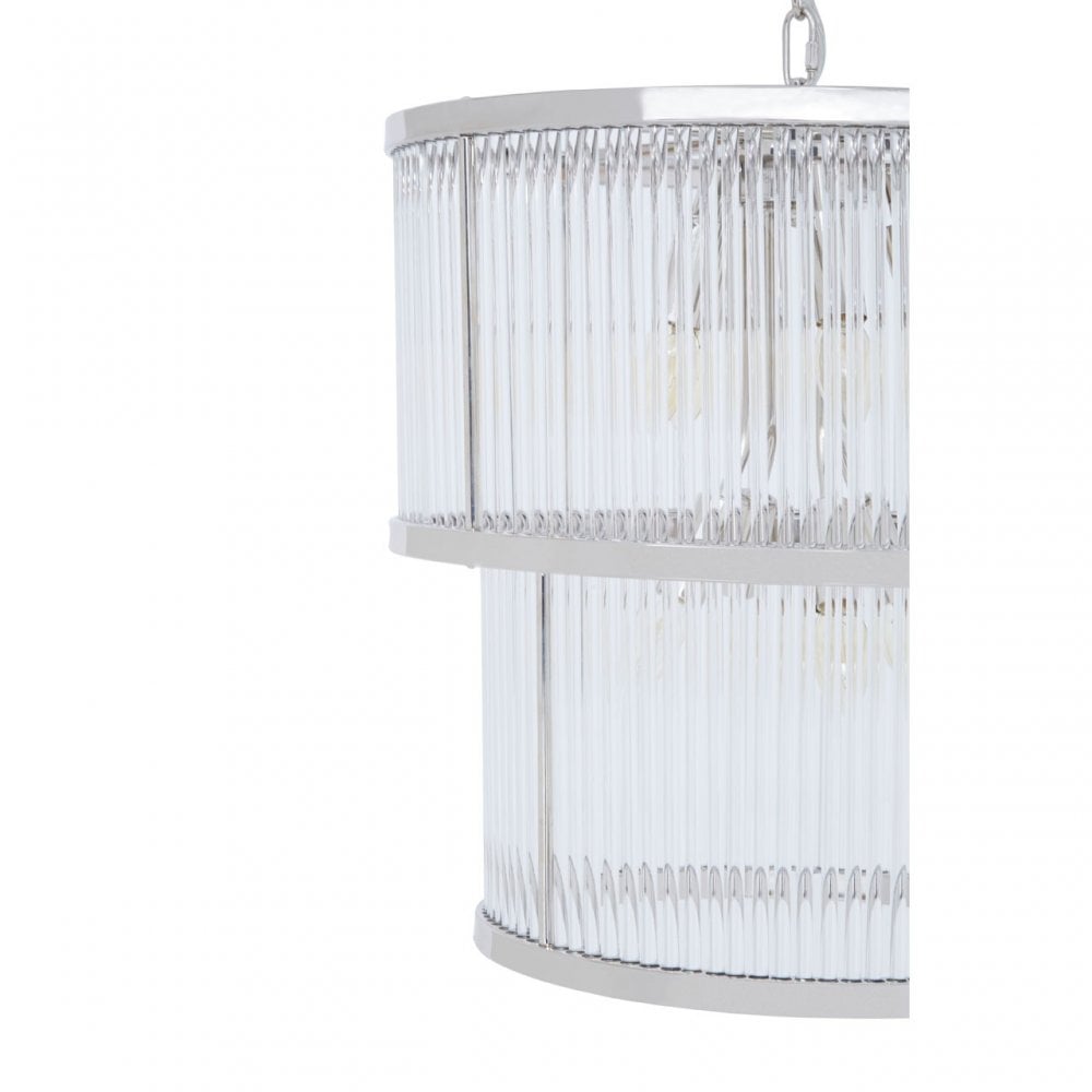 Salasco 2 Tier Nickel Finish Glass Chandelier, Silver